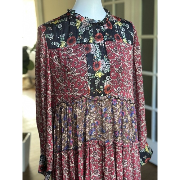 ZARA Woman Patchwork Floral Midi Dress Tassel Hem Boho L EUR L MX 30 - Picture 3 of 8